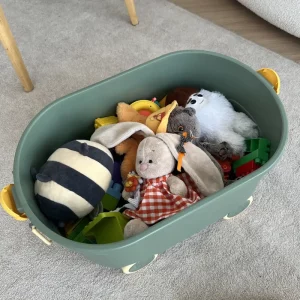 Kids Toy Storage Box with Lid and Wheels, 60L Large Green